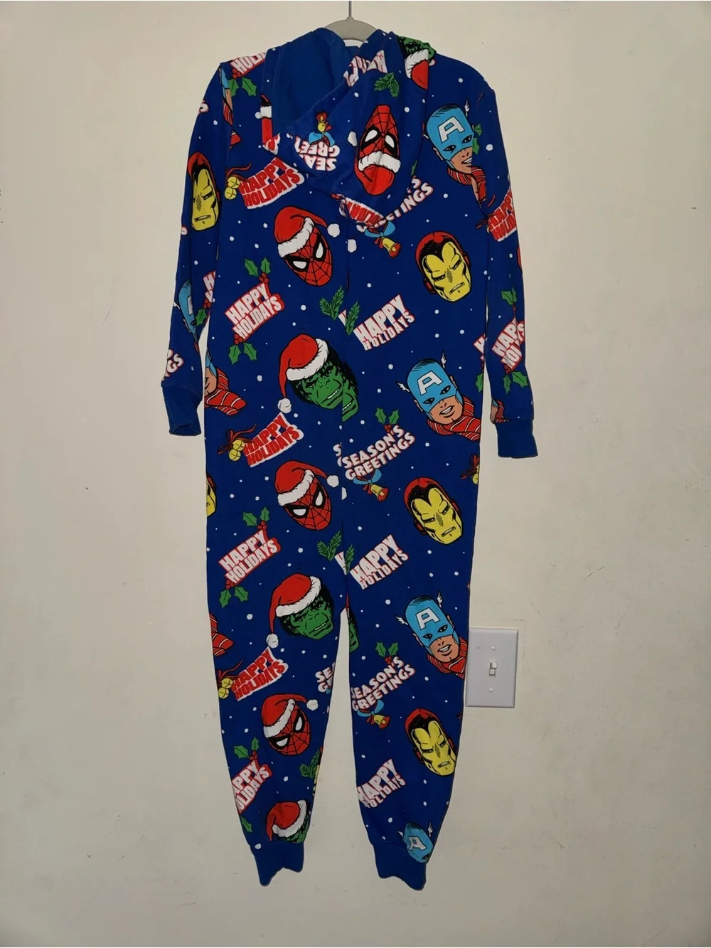 ‼️SALE‼️H&M Blue Marvel Holiday Character Hooded One-Piece